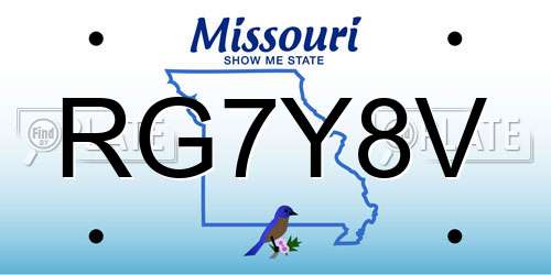 RG7Y8V Missouri License Plate