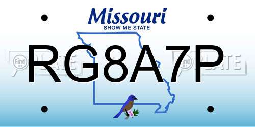 RG8A7P Missouri License Plate