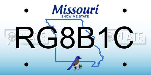 RG8B1C Missouri License Plate