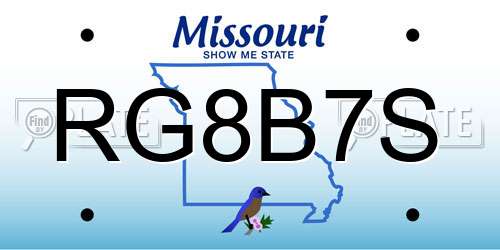 RG8B7S Missouri License Plate