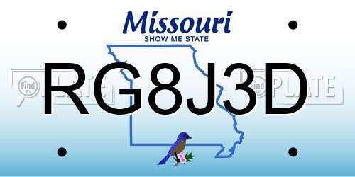 RG8J3D Missouri License Plate