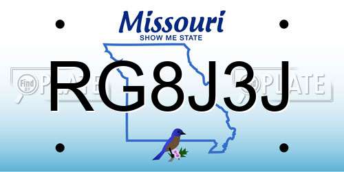 RG8J3J Missouri License Plate