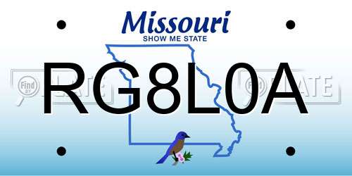 RG8L0A Missouri License Plate