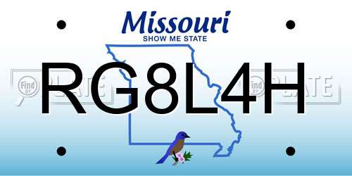 RG8L4H Missouri License Plate