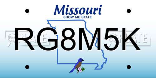 RG8M5K Missouri License Plate