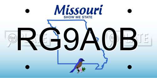 RG9A0B Missouri License Plate