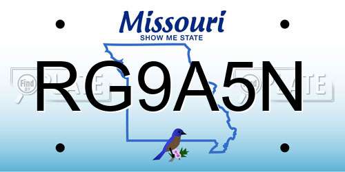 RG9A5N Missouri License Plate
