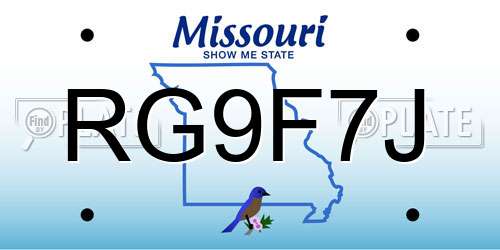 RG9F7J Missouri License Plate