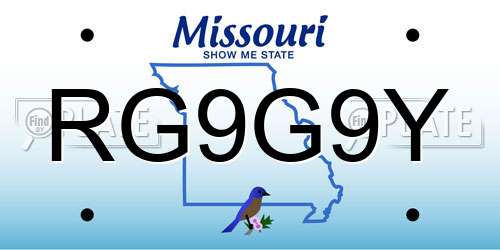 RG9G9Y Missouri License Plate