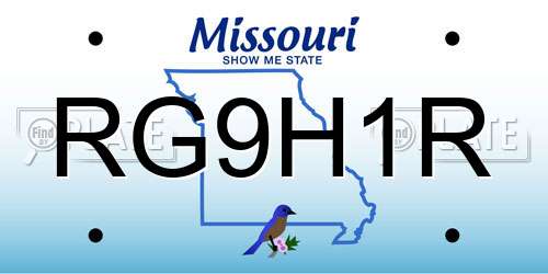 RG9H1R Missouri License Plate