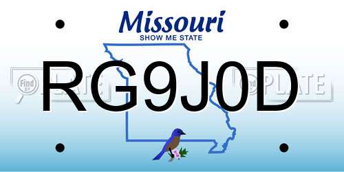 RG9J0D Missouri License Plate
