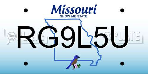 RG9L5U Missouri License Plate