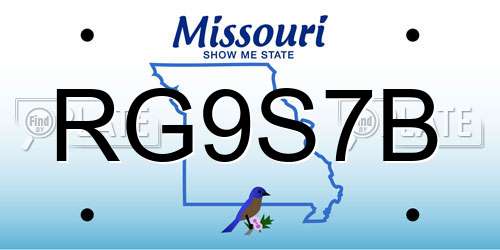 RG9S7B Missouri License Plate