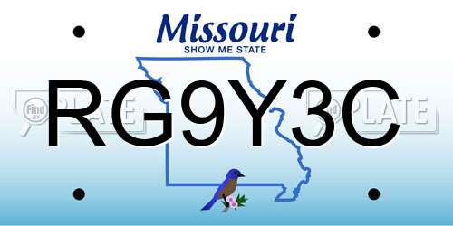 RG9Y3C Missouri License Plate