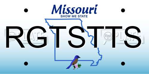 RGTSTTS Missouri License Plate