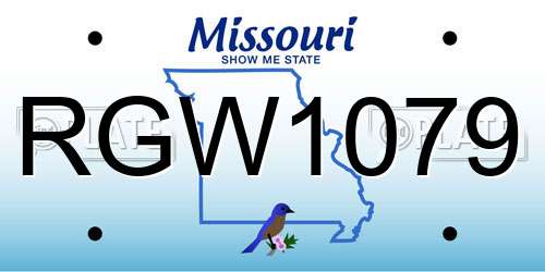 RGW1079 Missouri License Plate
