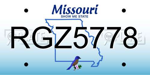 RGZ5778 Missouri License Plate