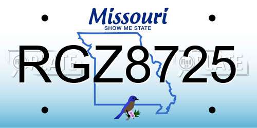 RGZ8725 Missouri License Plate