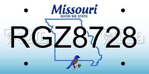 RGZ8728 Missouri License Plate