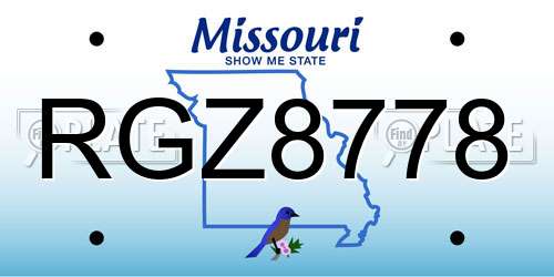 RGZ8778 Missouri License Plate