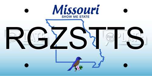 RGZSTTS Missouri License Plate