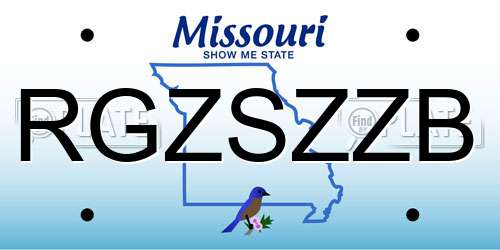 RGZSZZB Missouri License Plate