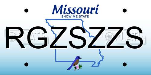 RGZSZZS Missouri License Plate