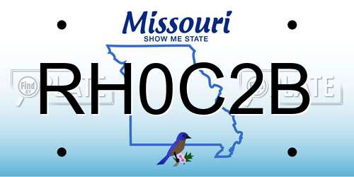 RH0C2B Missouri License Plate
