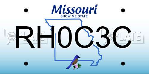 RH0C3C Missouri License Plate