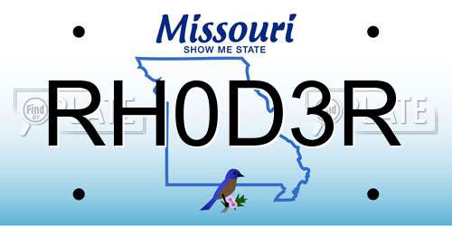 RH0D3R Missouri License Plate