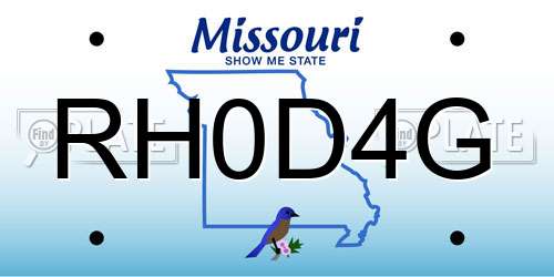 RH0D4G Missouri License Plate