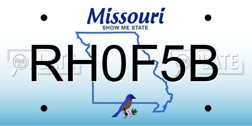 RH0F5B Missouri License Plate