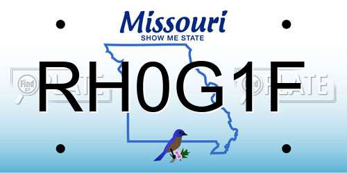 RH0G1F Missouri License Plate