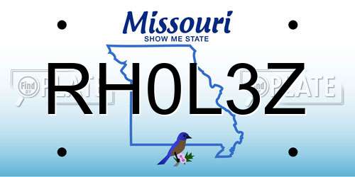 RH0L3Z Missouri License Plate
