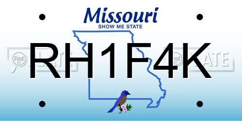 RH1F4K Missouri License Plate