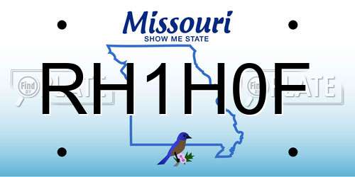 RH1H0F Missouri License Plate