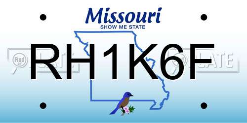 RH1K6F Missouri License Plate