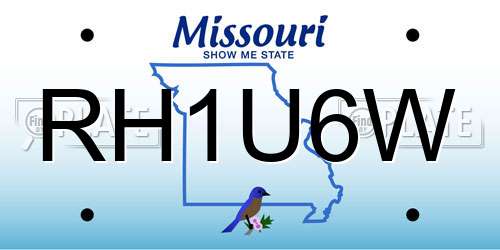 RH1U6W Missouri License Plate
