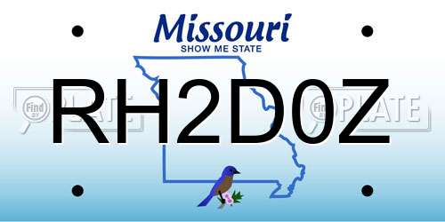 RH2D0Z Missouri License Plate