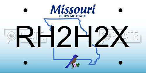 RH2H2X Missouri License Plate