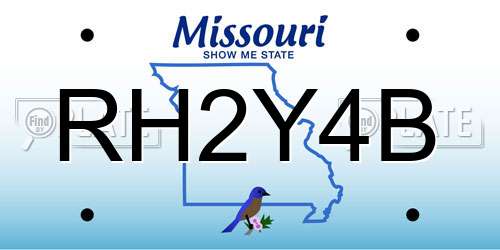 RH2Y4B Missouri License Plate