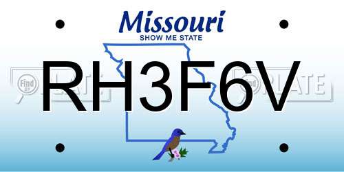 RH3F6V Missouri License Plate