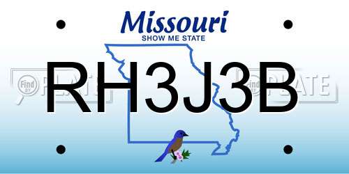 RH3J3B Missouri License Plate
