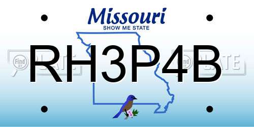 RH3P4B Missouri License Plate