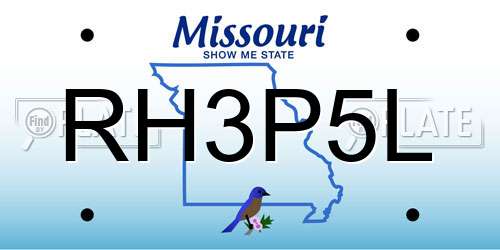 RH3P5L Missouri License Plate