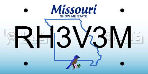 RH3V3M Missouri License Plate