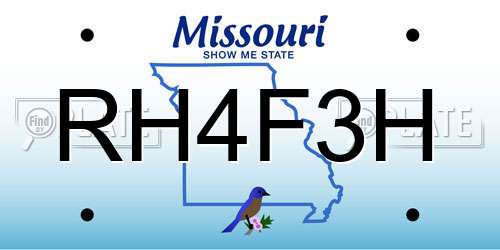 RH4F3H Missouri License Plate