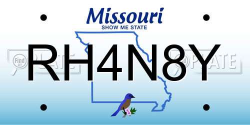 RH4N8Y Missouri License Plate