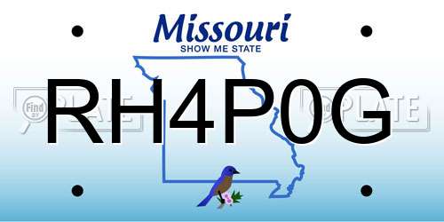 RH4P0G Missouri License Plate