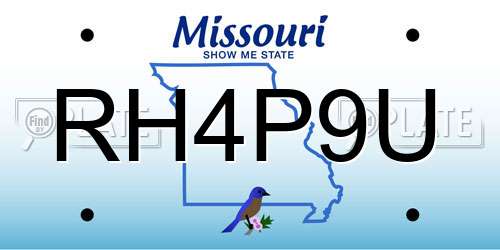 RH4P9U Missouri License Plate